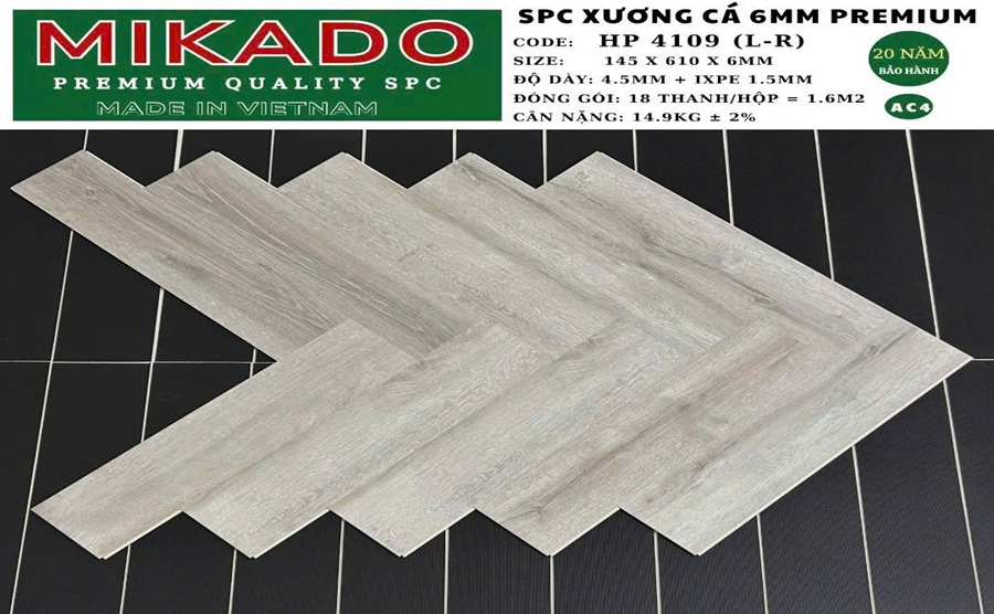 Sàn nhựa xương cá Mikado 6mm HP 4109